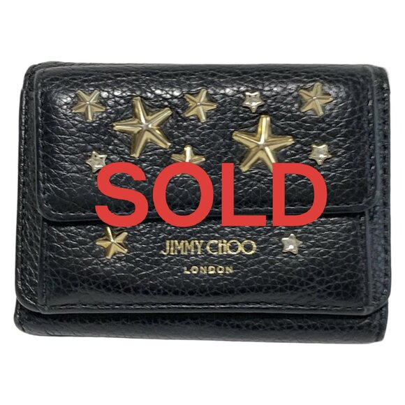 JIMMY CHOO - Black Leather Trifold Wallet 130-052325 - Picture 1 of 5